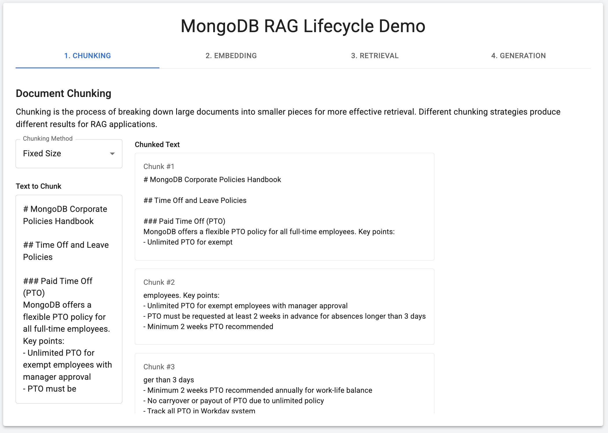 RAG Chunking Demo - Screenshot 1